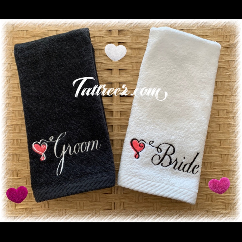 Bride and groom set of towels